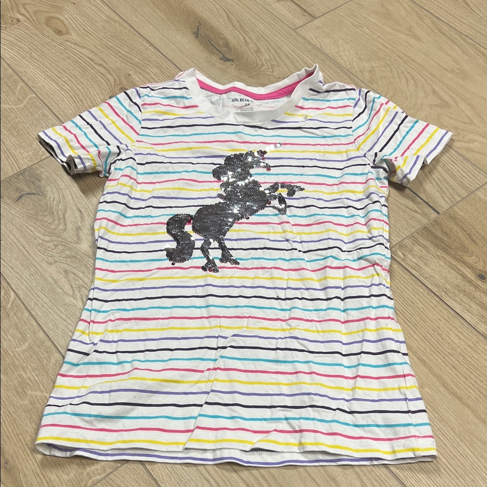 Hatley Multicolor Striped Unicorn Tee